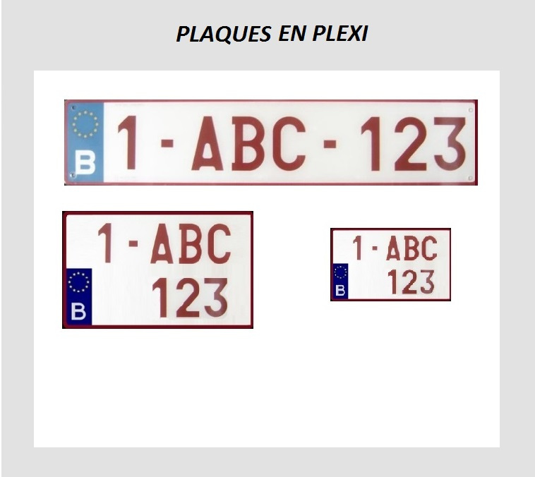 Nouvelle plaque  belge rubis rétroréfléchissante 52X11cm en PLEXI 100% conforme